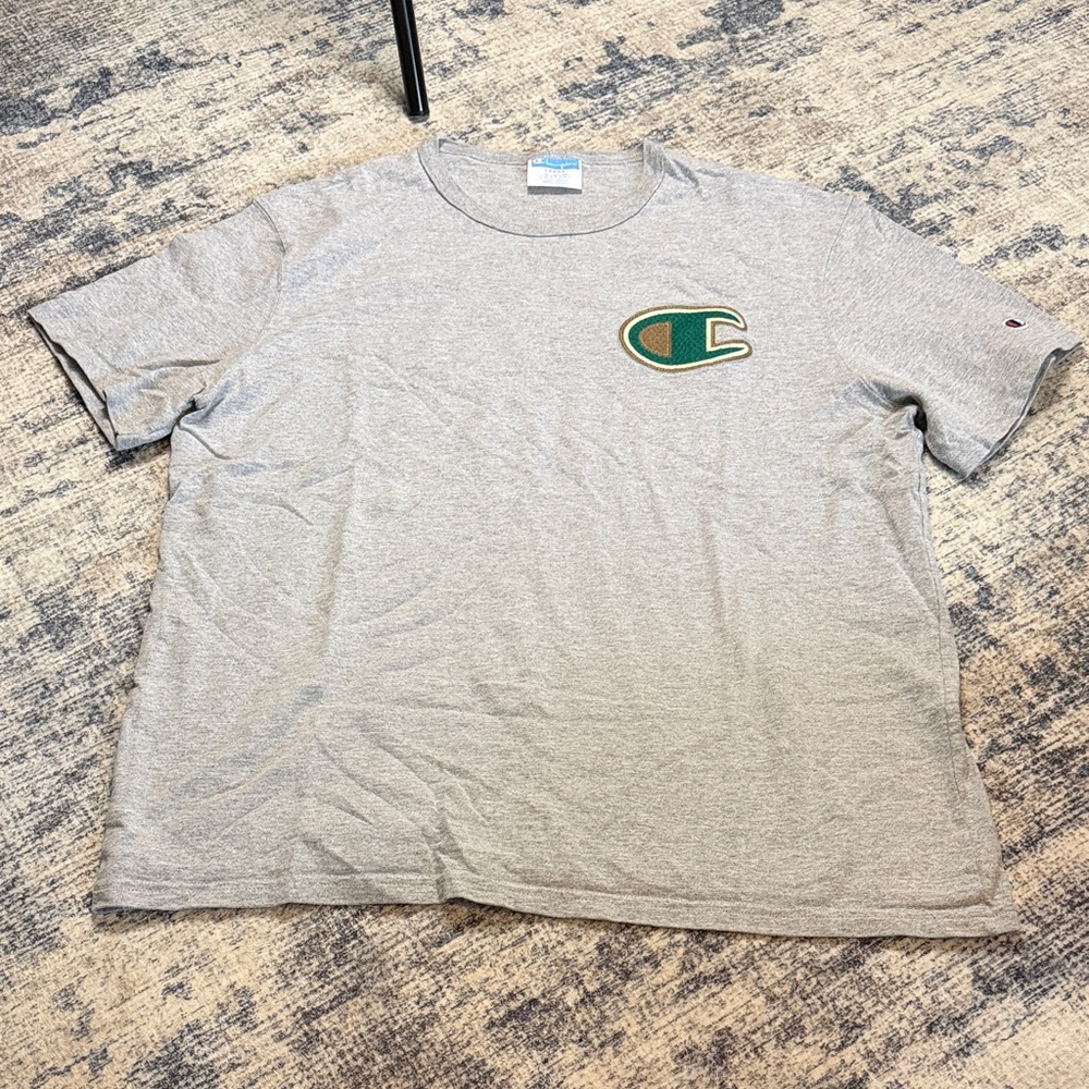 Champion Gray Tee with Green Logo